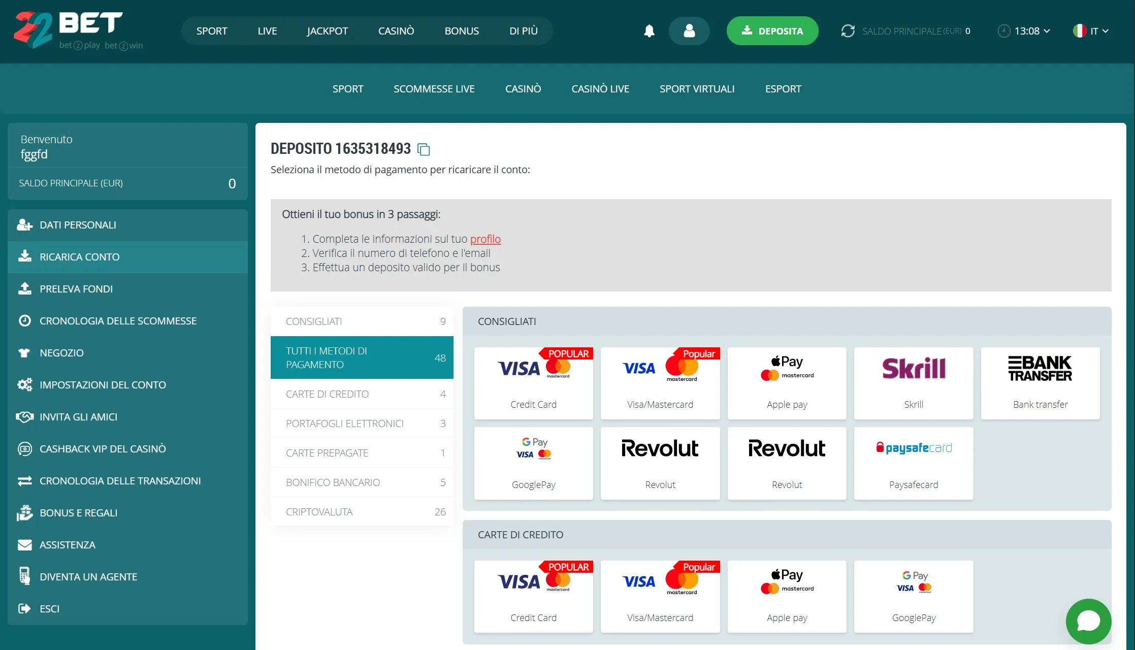 Velocità dei prelievi e metodi di pagamento disponibili